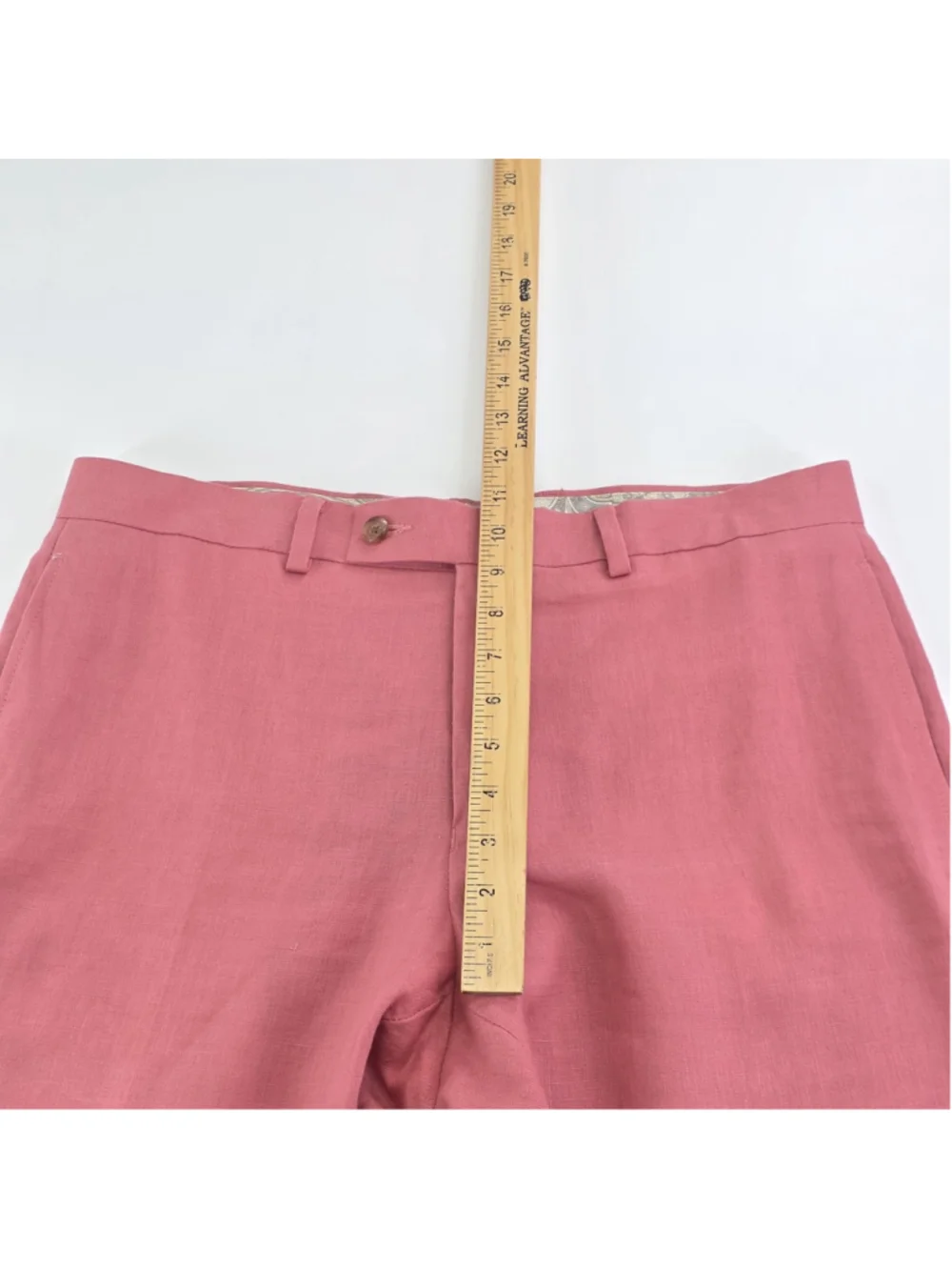 Ralph Lauren Mens 33x30 100% Linen Pants Salmon Pink Flat Front Preppy Resort